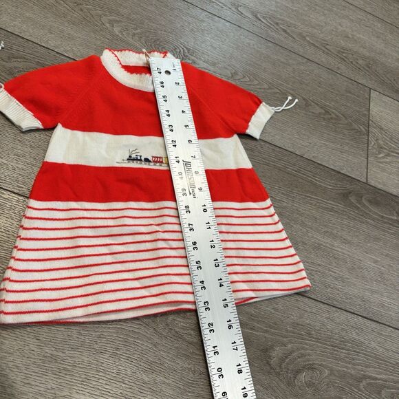 Vintage Renro Acrylic Red White Striped Train Sweater Shirt Italy Made XL - Picture 6 of 7